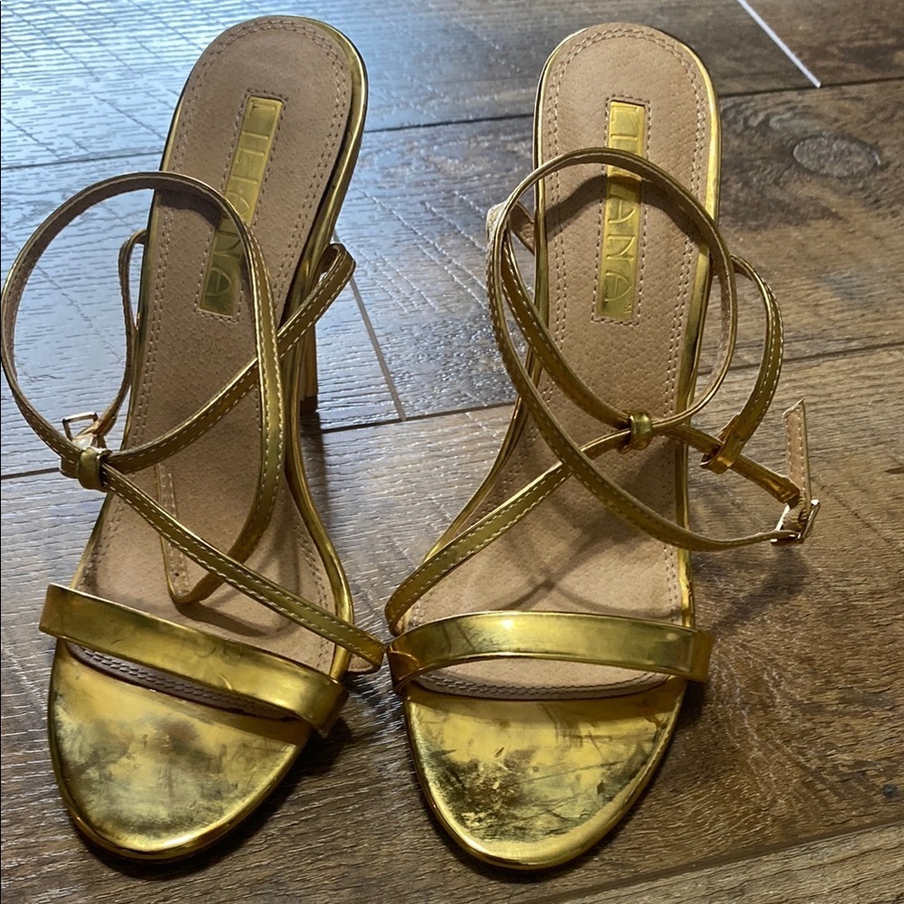 Liliana Gold Strappy Heels Women’s Size 6.5